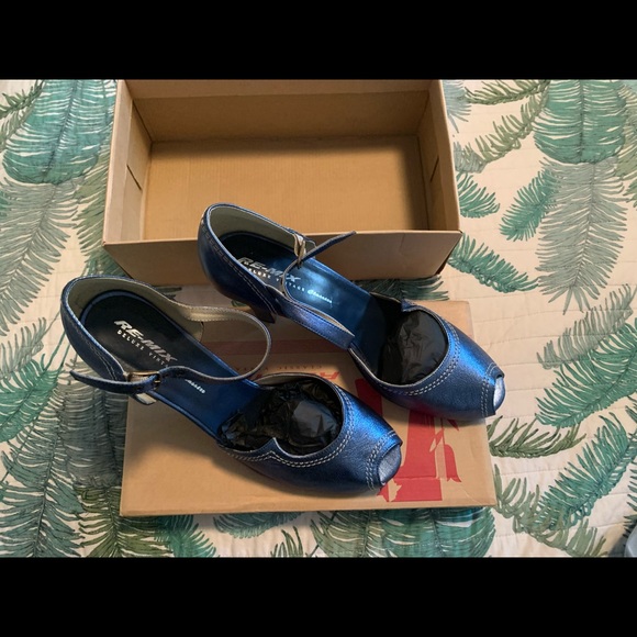 Re-mix Vintage Size 11 Blue Heels Retro Pinup - Picture 4 of 16